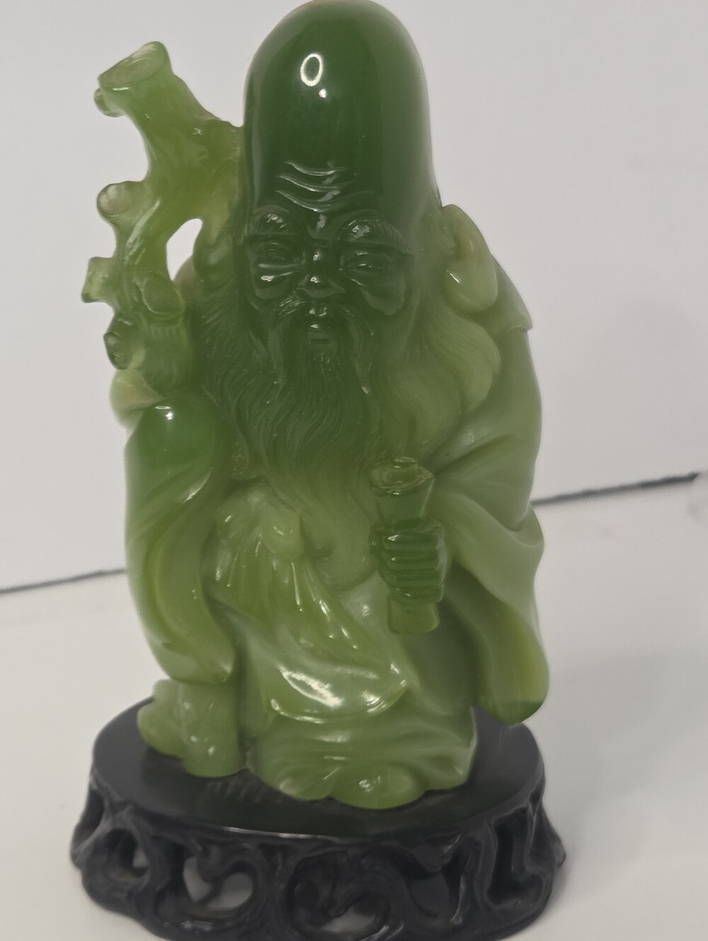 asian Green resin budda man resting Decorative Figurine statue old man